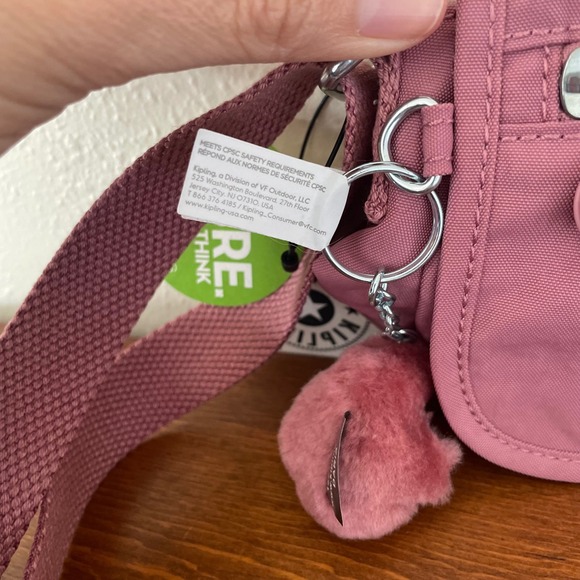 Kipling Sabian Crossbody Bag Sweet Pink Mauve Monkey Charm NWT - Picture 7 of 16